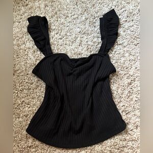Elegant Black Ruffled Women's Top